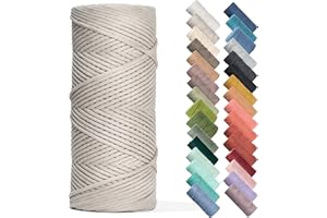 Recycled Cotton Macrame Cord 4mm x 240 Yards – Thick Single Strand Cord Made of Soft Cotton – Colored Macrame Rope Supplies for Decor, Crafts & Plant Wall Hangers by GANXXET, 720 Ft., Moon