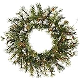 Vickerman 24" Mixed Country Pine Artificial Christmas Wreath, Warm White Dura-lit LED Lights - Faux Mixed Needle Christmas Wreath - Indoor Seasonal Home Wall Decor