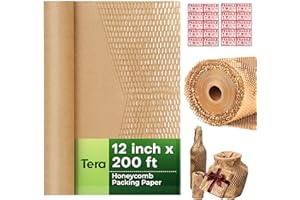 Tera Honeycomb Packing Paper Eco-friendly: 12"x200' Recyclable Cushioning Wrap for packaging Moving Supplies Shipping Boxes G