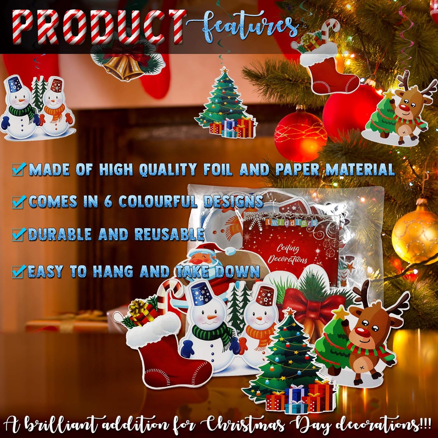 The Twiddlers 36 Christmas Ceiling Decorations Perfect Xmas