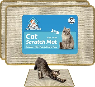 SOL 2pk Cat Scratch Mat 60x40cm Sisal Fabric Anti-Slip Backing