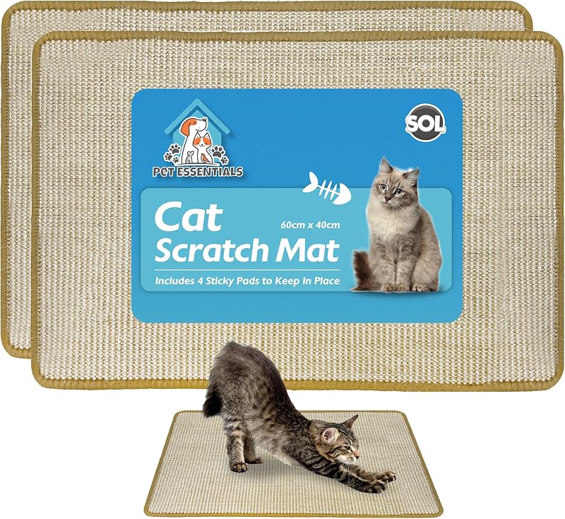 SOL 2pk Cat Scratch Mat 60x40cm Sisal Fabric Anti-Slip Backing