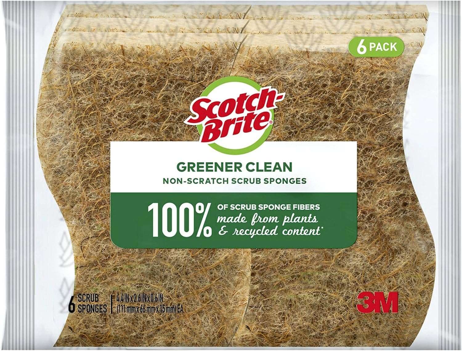 Scotch-Brite Greener Clean Non-Scratch Scrub Sponges, 6 Scrub Sponges: Health & Personal Care