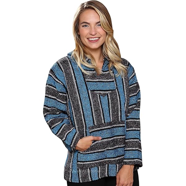 Amazon.com: Classic Mexican Baja Hoodie Pullover Poncho (Small