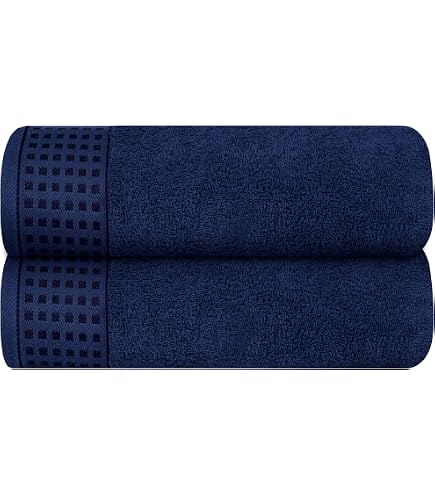 TENSTARS Silk Hemming Bath Towels - 27x55 Inches, Quick Dry Microfiber, 2 Pack Light Grey For Gym & Travel