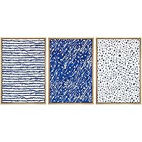SIGNWIN Framed Canvas Print Wall Art Blue and White Circles with Ordered Lines Decorative Patterns Illustrations Abstract for Living Room, Bedroom, Office - 16