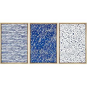 SIGNWIN Framed Canvas Print Wall Art Blue and...
