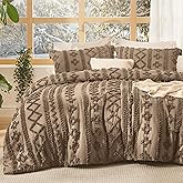 Bedsure Tufted Boho Comforter Set Queen Size - Light Brown Boho Bed Set, GentleSoft™ 3 Pieces Farmhouse Shabby Chic Embroidery Bedding, Gifts for Woman, Jacquard Queen Comforter for All Seasons