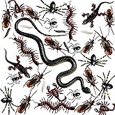 Whaline 148 Pieces Plastic Bugs Trick Joke Decoration Scary Insects Fake Snake Cockroaches Spiders Halloween Party Favors Apr