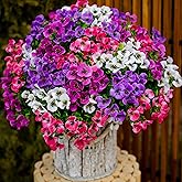 AXYLEX Artificial Flowers Outdoor Shrubs - 16 Bundles Fake Plants UV Resistant No Fade Faux Plastic Greenery Home Garden Porch Patio Decoration (1, Multi 16-4)