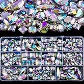 Blinginbox Sew On Rhinestones Flatback Mixed Shape Acrylic Sewing Crystal Rhinestones Gems for Crafts DIY Clothes.(Crystal AB)