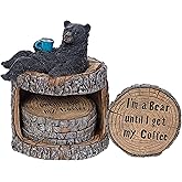 Pine Ridge Black Bear Coasters- Coaster Set for Kitchen, Den, Living Room Or Cabin for Drinks