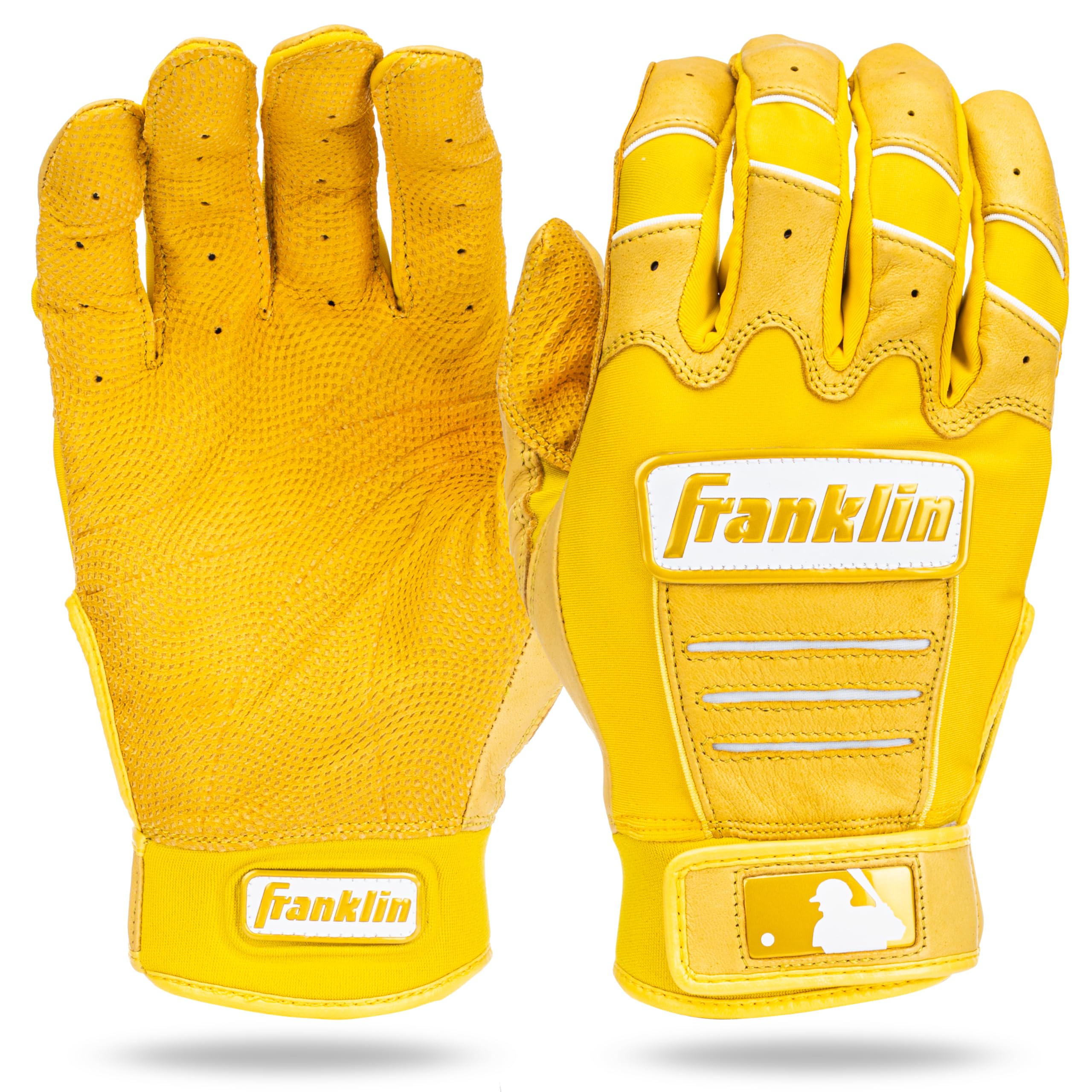 Franklin Sports MLB Baseball Batting Gloves - CFX Pro Adult + Youth - Baseball + Softball Yellow Highlight, Youth Medium Image