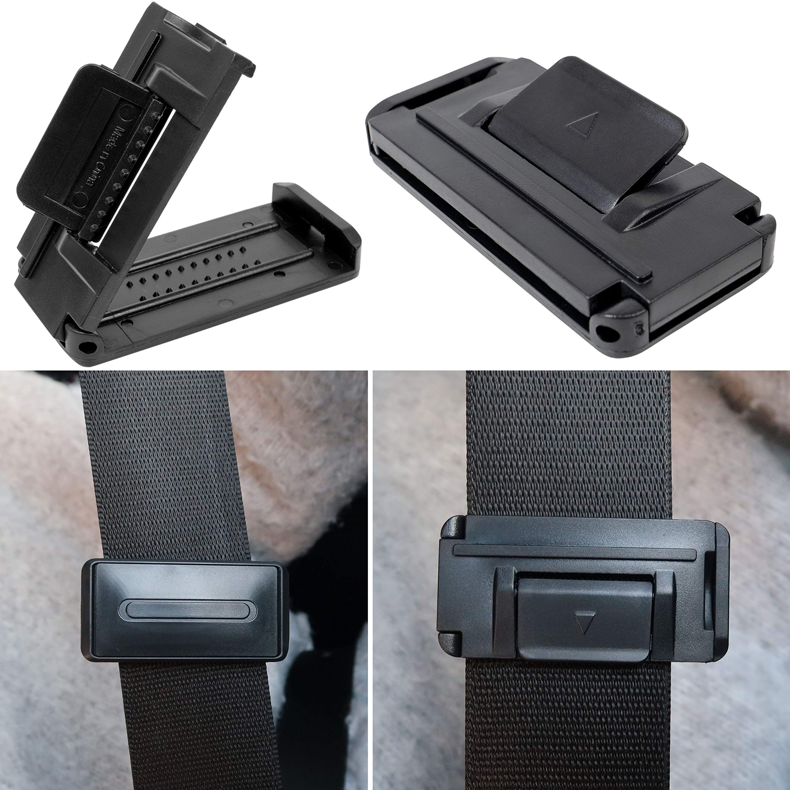 Seat Belt Adjuster Clips, Safety Seat Belt Strap, Seat Belt Stopper Regulator, Prevents the Belt from Rubbing on your Neck, up to 5.3 cm / 2.1" Belt Width, 2 Pack, Black, Relax your shoulder and neck