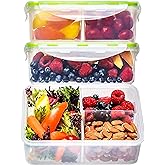 Bento Box for Kids Lunch Containers for Adults (3 Pack, 39 oz) - 3 Compartment Meal Prep Containers with Lids - Microwave, Fr