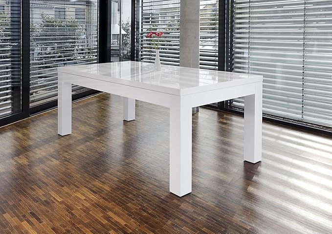 SalesFever Esstisch 180x90 cm ausziehbar weiß hochglänzend Luke