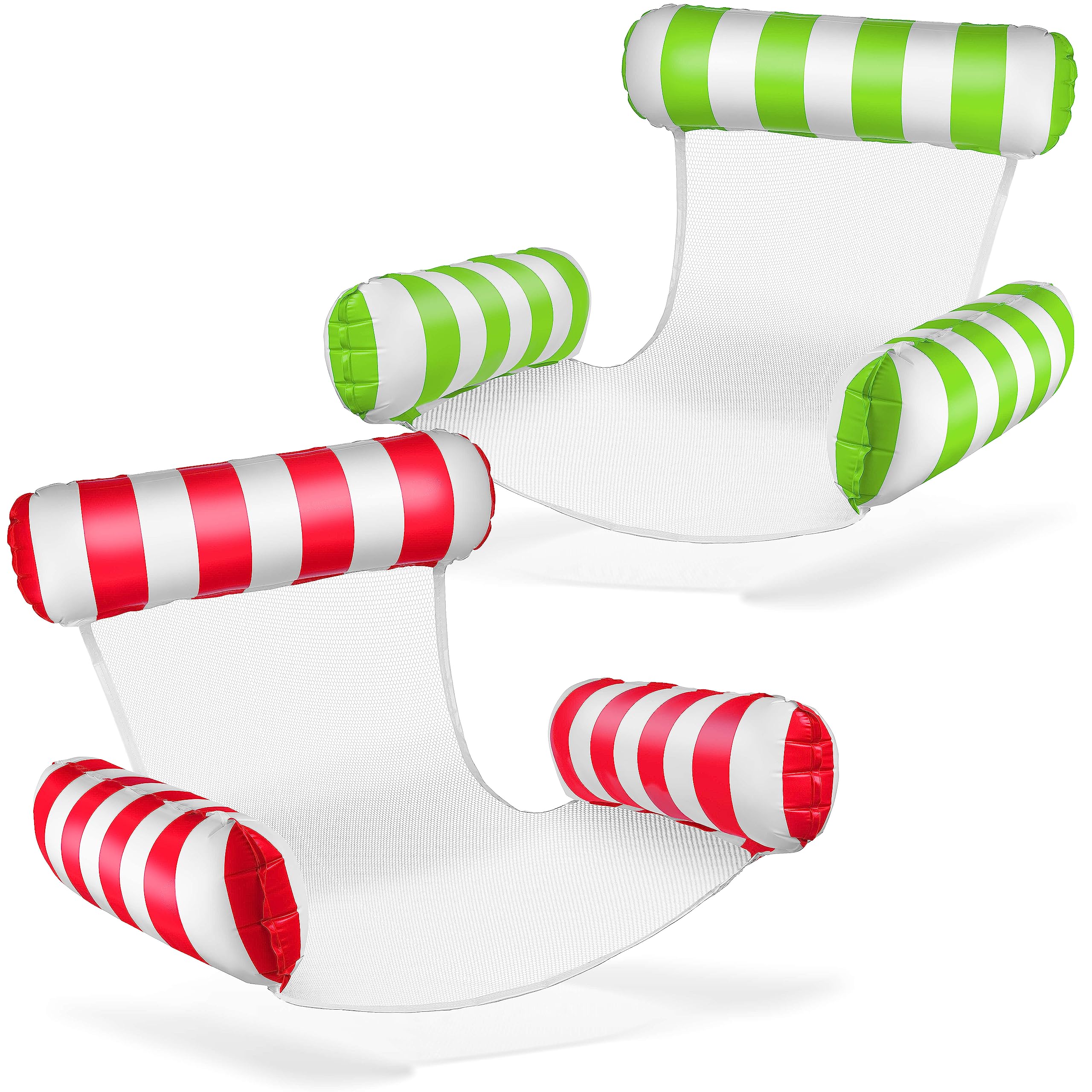 Balinco Air Mattress Pool, Inflatable Chair, Water Chair with Backrest and Armrests, Swimming Seat, Pool Seat, Sun Chair, Water Relaxing Chair (Green/White + Red/White)