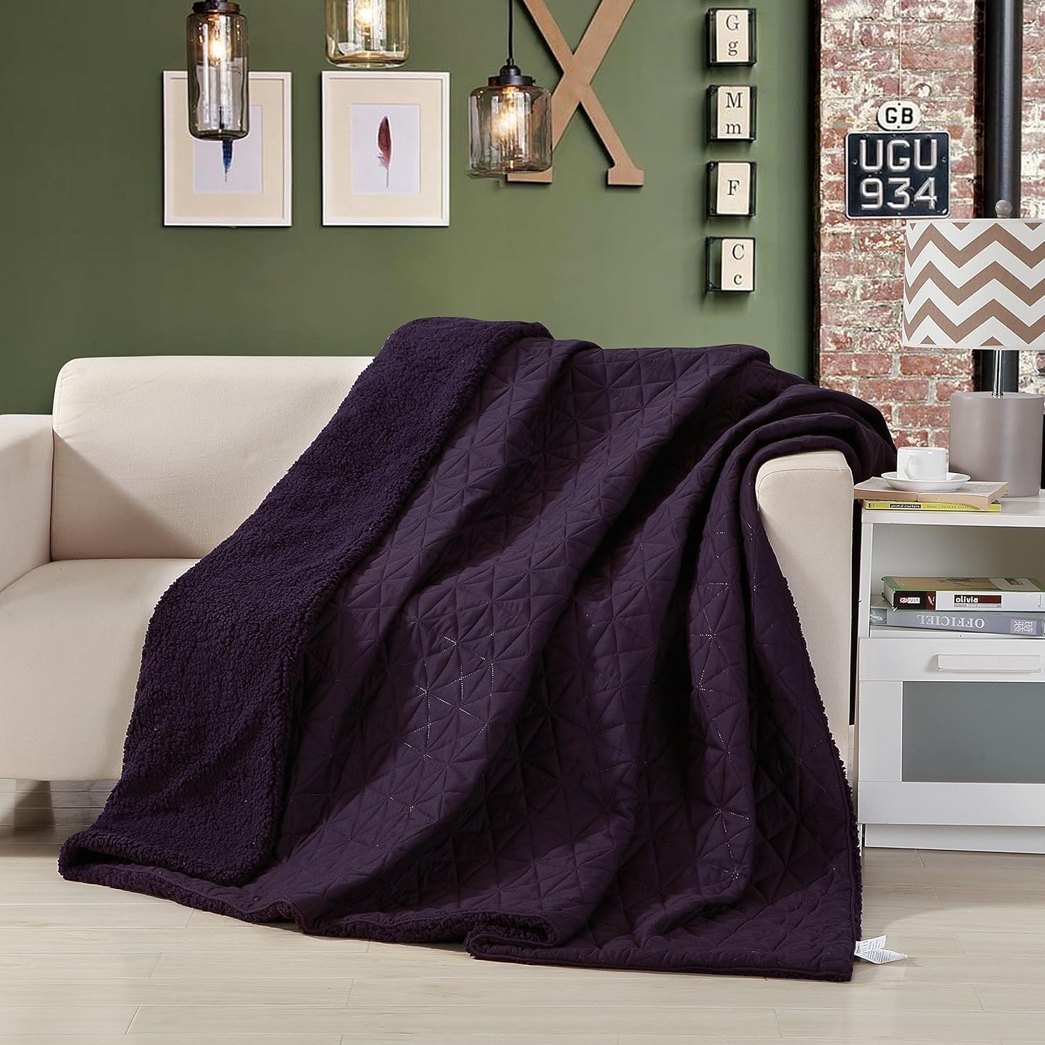 DaDa Bedding Double Sided Blanket Plum Purple Eggplant