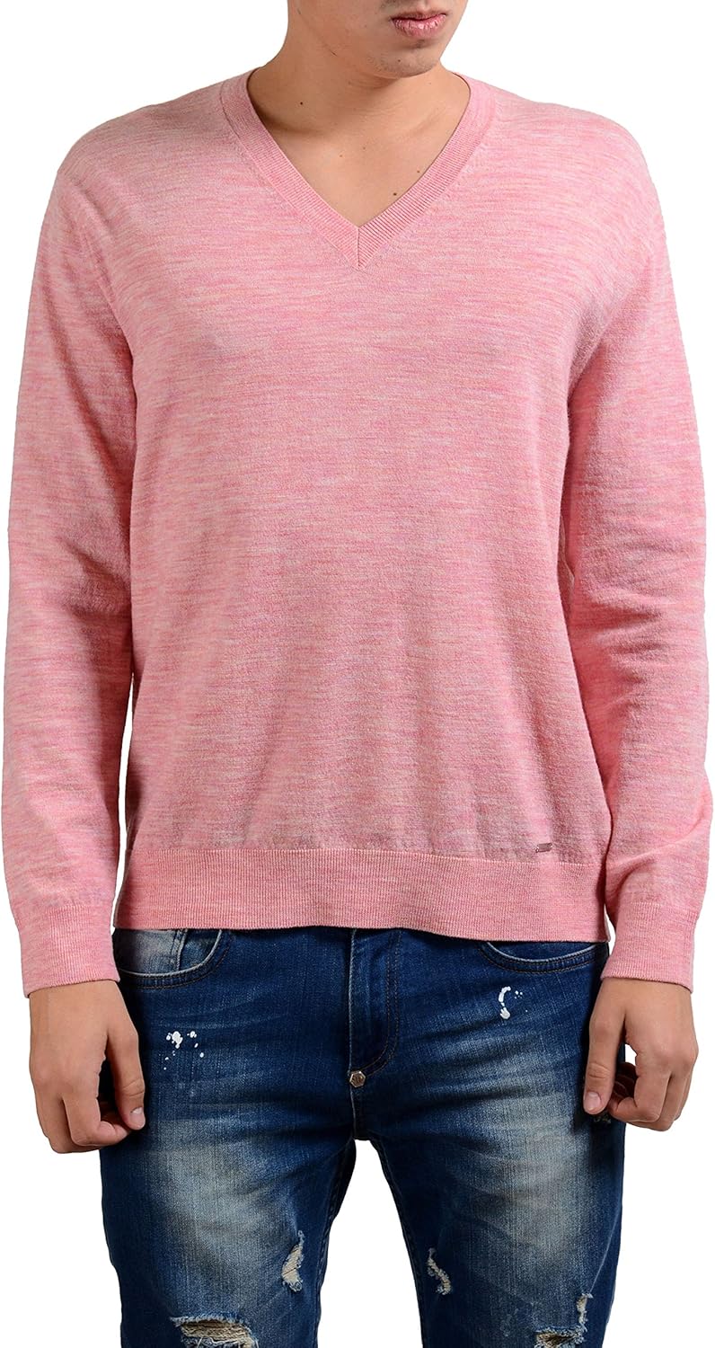 pink crew neck sweater mens