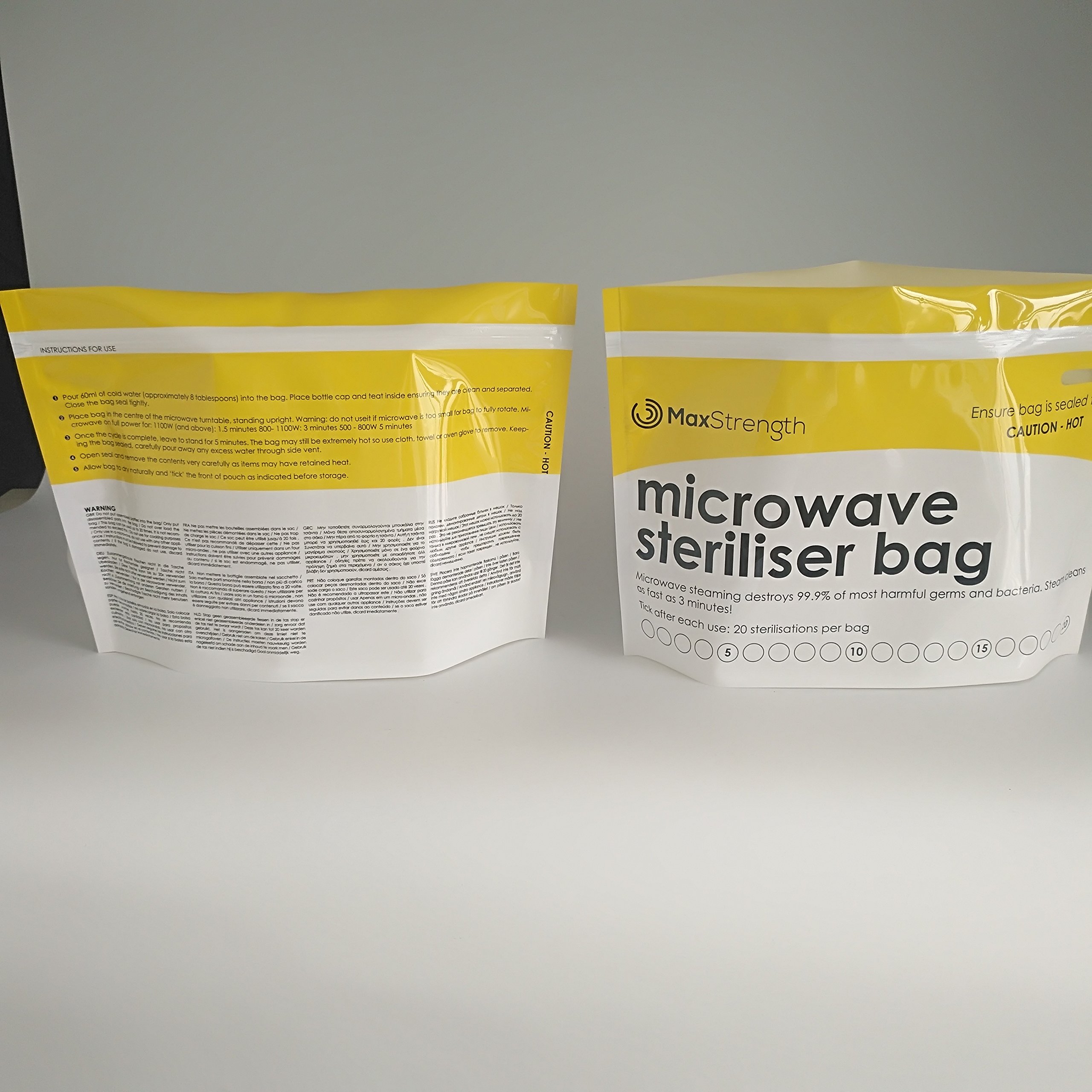 Microwave Steam Sterilizer Bags 20pc for Baby Bottles, Soothers, Teethers, Breast Pump Parts, Training Cups, Accessories, Reusable Large Bags, 20 Uses Per Bag, Easy Tracking System