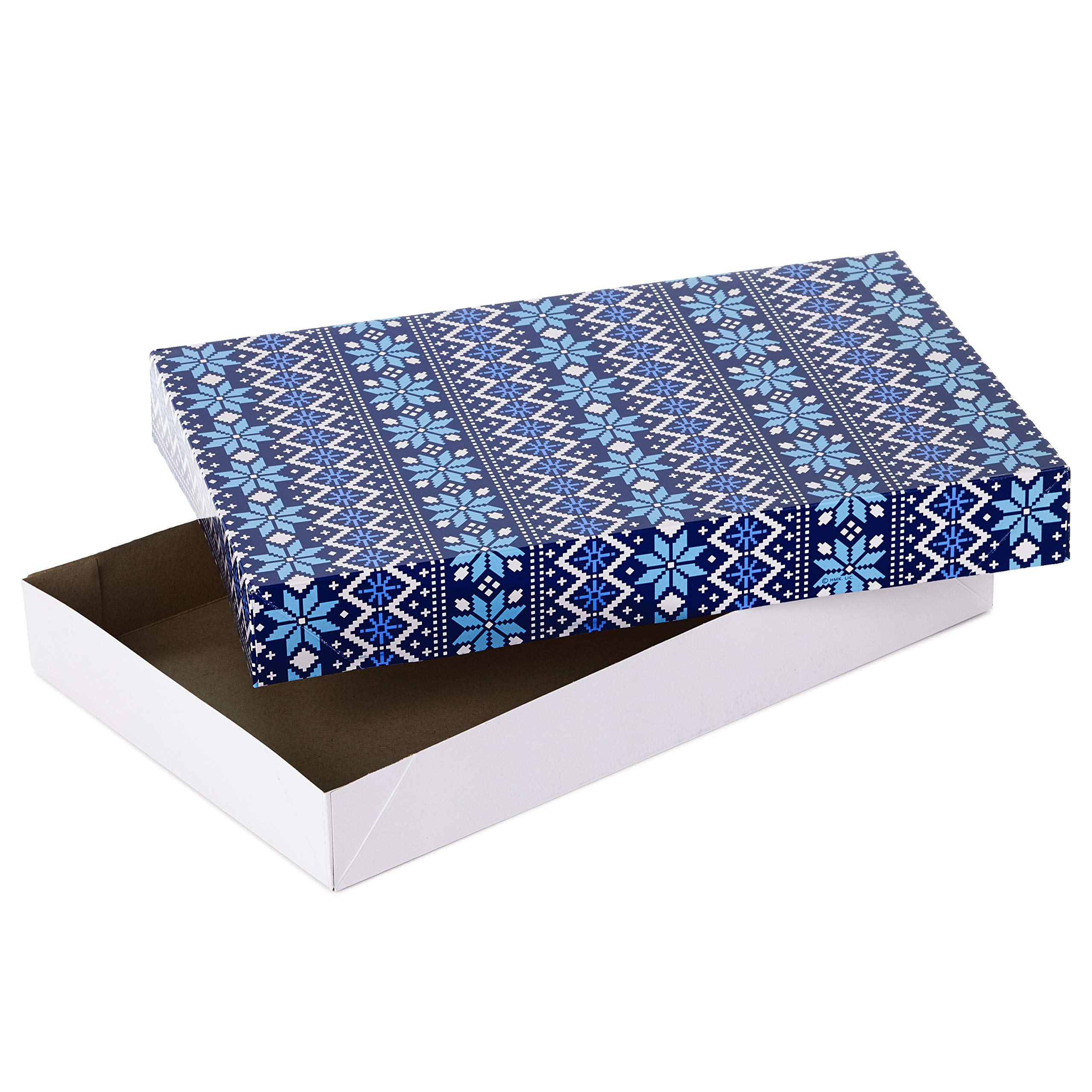 Hallmark Medium Holiday Gift Boxes with Lids (12 Shirt Boxes, 4 Designs: Snowflakes, Stripes, Sweater Pattern, Reindeer) for Christmas, Hanukkah, Holiday Parties, Hostess Gifts