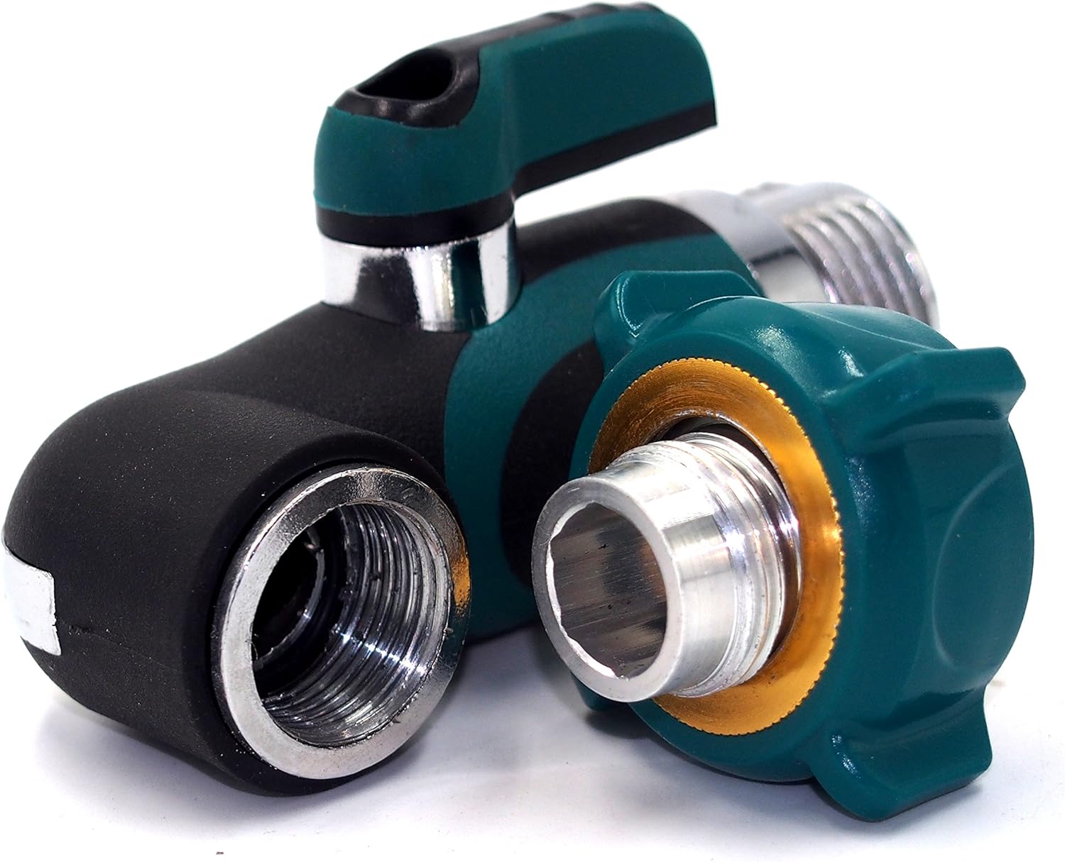 2wayz 90 Degree Garden Hose Elbow with Shut Off Valve. Upgraded 2019 Full Metal Bolted and Threaded Spigot Extender. Perfect for RVs. Ergonomic, Lead Free, Family Safe Adapter : Garden & Outdoor