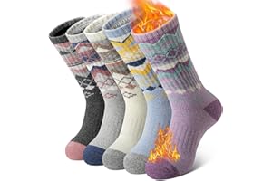 SIMIYA 5 Pairs Merino Wool Socks for Women Winter Thick Warm Hiking Socks Women Thermal Crew Cushion Socks
