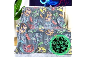 KIVEE Gaming Gifts Toys Blanket for Teen Boys Glow in The Dark Gaming Blanket for Men Boyfriends Gifts for Gamers Soft Fleece Gamer Blanket for Kids Birthday Gifts