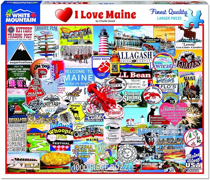 Amazon Com White Mountain Puzzles New I Love Maine 1000 Piece Jigsaw Puzzle Toys Games