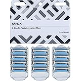 Amazon Brand - Solimo 3-Blade Razor Refills for Men with Dual Lubrication, 12 Cartridges (Fits Solimo Razor Handles only)