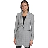 Tommy Hilfiger Women's Long Plaid Fitted Single Button Blazer