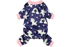 Fitwarm Fairy Unicorn Dog Pajamas, Pet Clothes for Small Dog Girl Boy, Lightweight Velvet Jammies, Doggy Outfits, Chihuahua, Pomeranian, Purple, Medium
