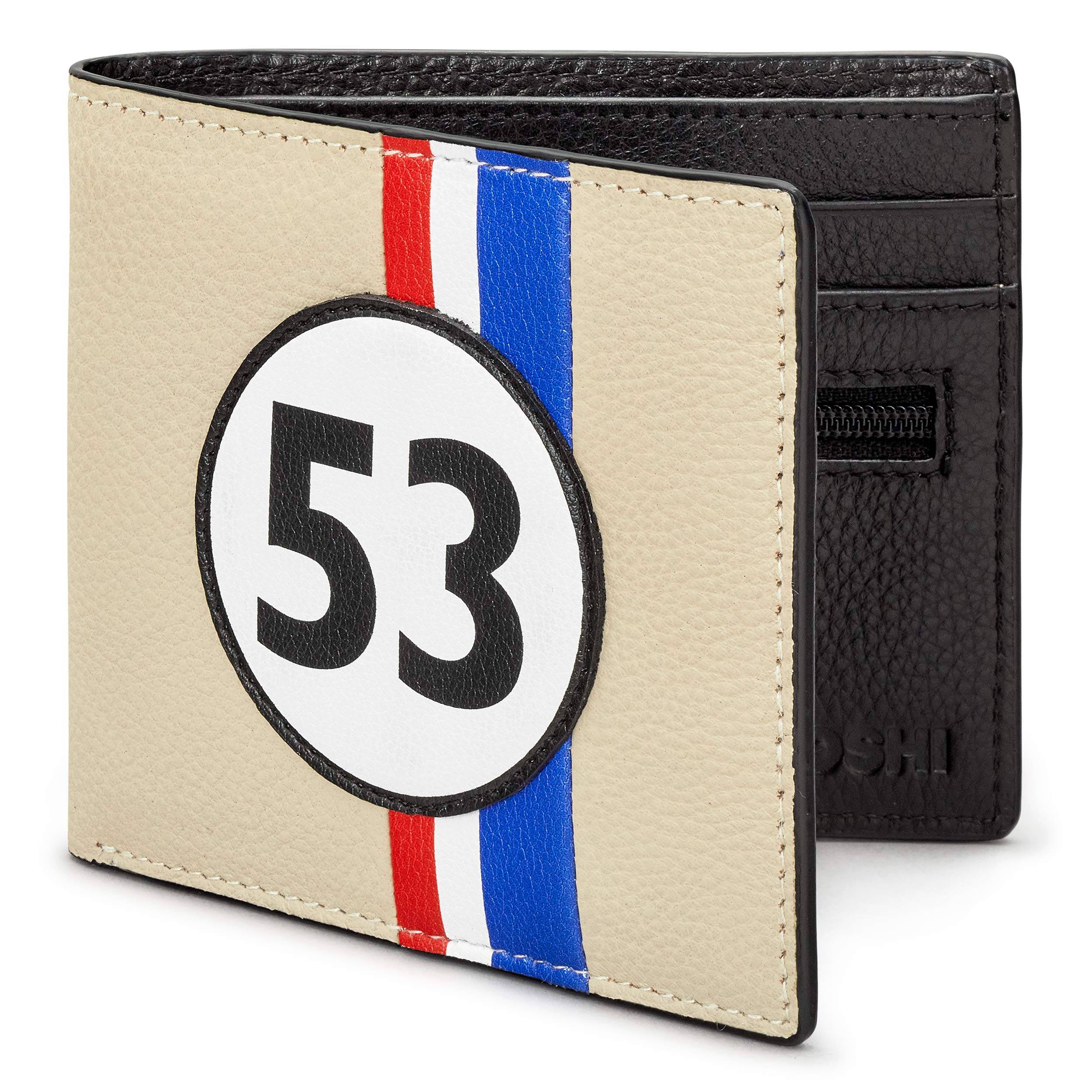 Yoshi Race Car Livery #53 Men's Leather Wallet, Genuine Beige/Black Leather Wallet, RFID Blocking Wallet, Slim Wallet for Men