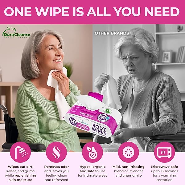 XL BATH WIPES FOR ADULTS BATHING NO RINSE – 50 COUNT + 4 TRAVEL WIPES – 9″X12″ DISPOSABLE WASHCLOTHS FOR ADULTS – SURGERY RECOVERY SUPPLIES, ELDERLY INCONTINENCE & HEALTH CARE PRODUCTS