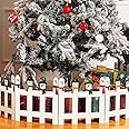 Blulu Christmas Tree Fences Party Decoration Christmas Tree Gate White Picket Fence Barrier for Pets Dog Cat Flexible Picket Xmas Tree Barrier for Holiday Office Home Decor, 12 Inch(4 Pieces)