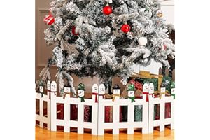 Blulu 6 Pieces 12 Inch Christmas Tree Gate Snowman Christmas Tree Fences for Pets Dog Cat Blocker White Picket Fence Barrier Flexible Picket for Xmas Holiday Party Office Home Decor