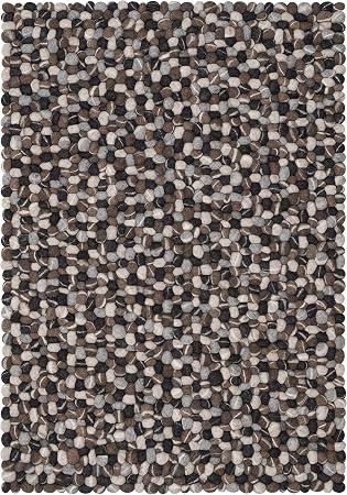 Myfelt Hardy Filzkugelteppich Rechteckig Schurwolle Grau 140 X