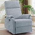 Korser Recliner Chair, Swivel Rocking Recliner Chair for Adults, Glider Rocking Chair, Small Nursery Chair Recliner for Living Room, Reclining Chair with Modern-Designed Armrests, Chenille, Blue