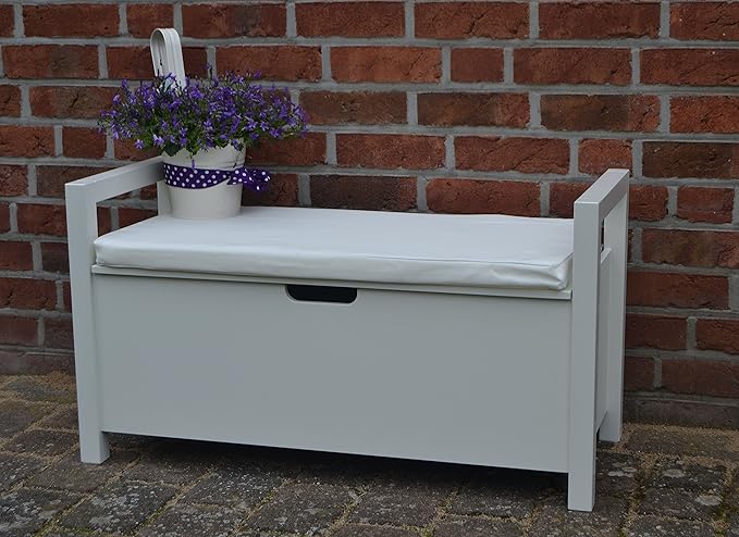 Holztruhe Truhenbank mit Kissen Sitzbank Bank Aufbewahrungstruhe