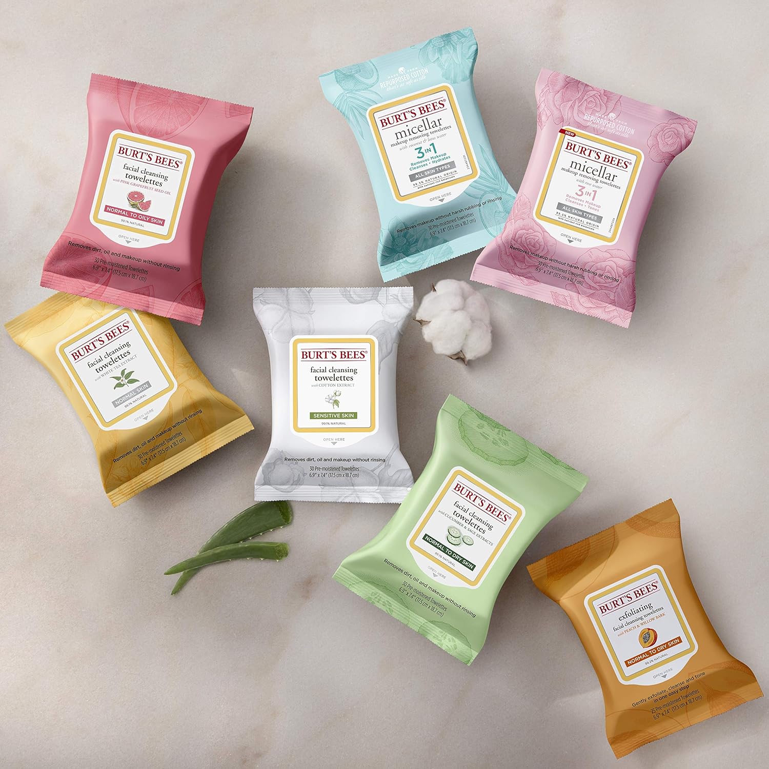 Burt's Bees Facial Cleansing Towelettes for Normal to Oily Skin, Pink Grapefruit, 30 Count: Beauty