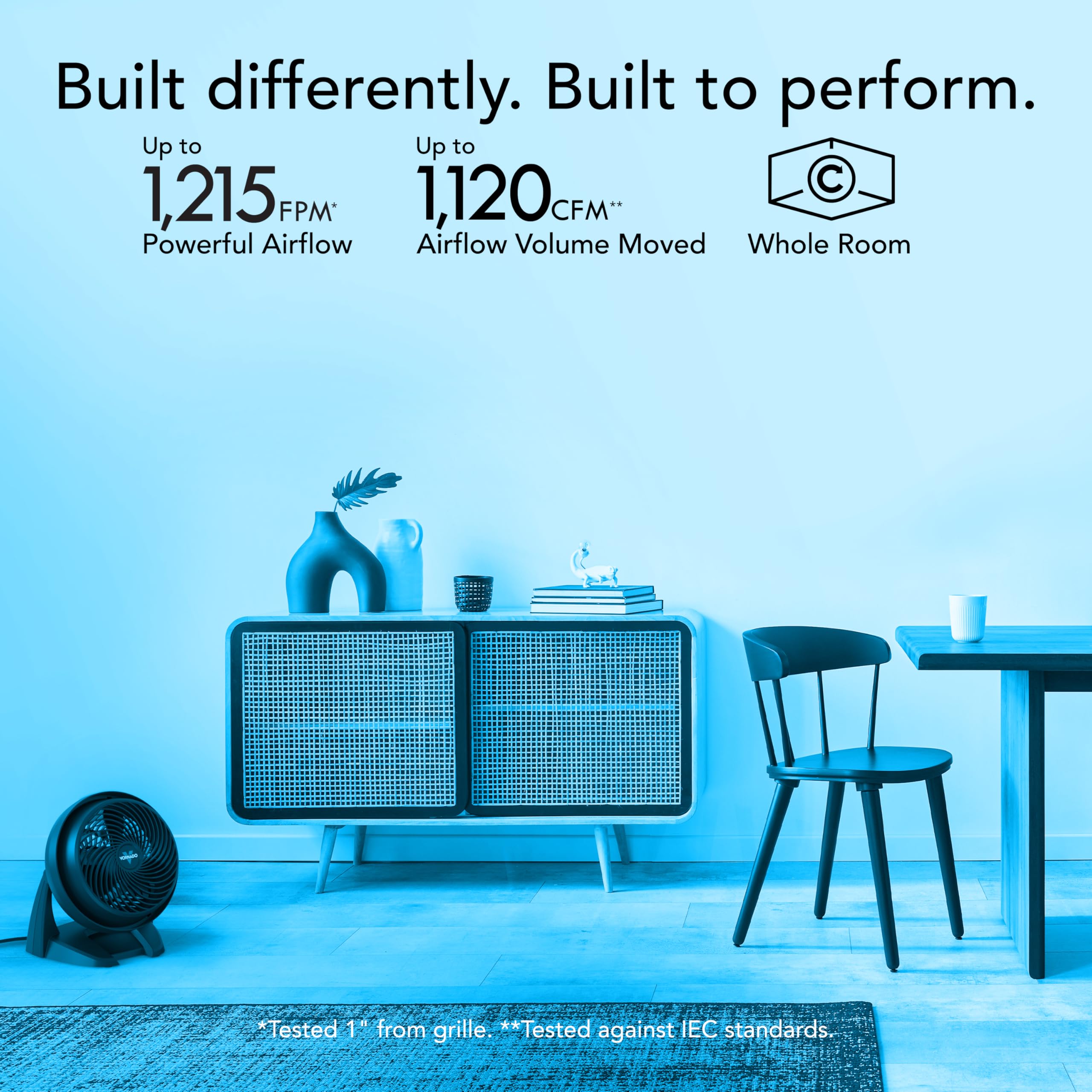 Vornado 630 Mid-Size Whole Room Air Circulator Fan for Home, 3 Speed Settings, Adjustable Tilt, Removable Grill, 9 Inch, Powerful Airflow, Manual Control Dial, Quiet Fan for Bedroom, Black