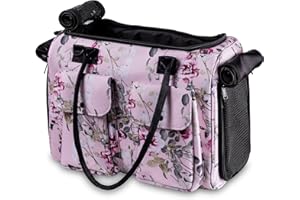 BANG&CARSEN Fashion Dog Carrier Cat Carrier Rabbit Carrier- Soft Sided Pet Carrier Purse Bag - Breathable Mesh Airline Approved Pets Travel Tote Bag with Pockets (Spring Roses)