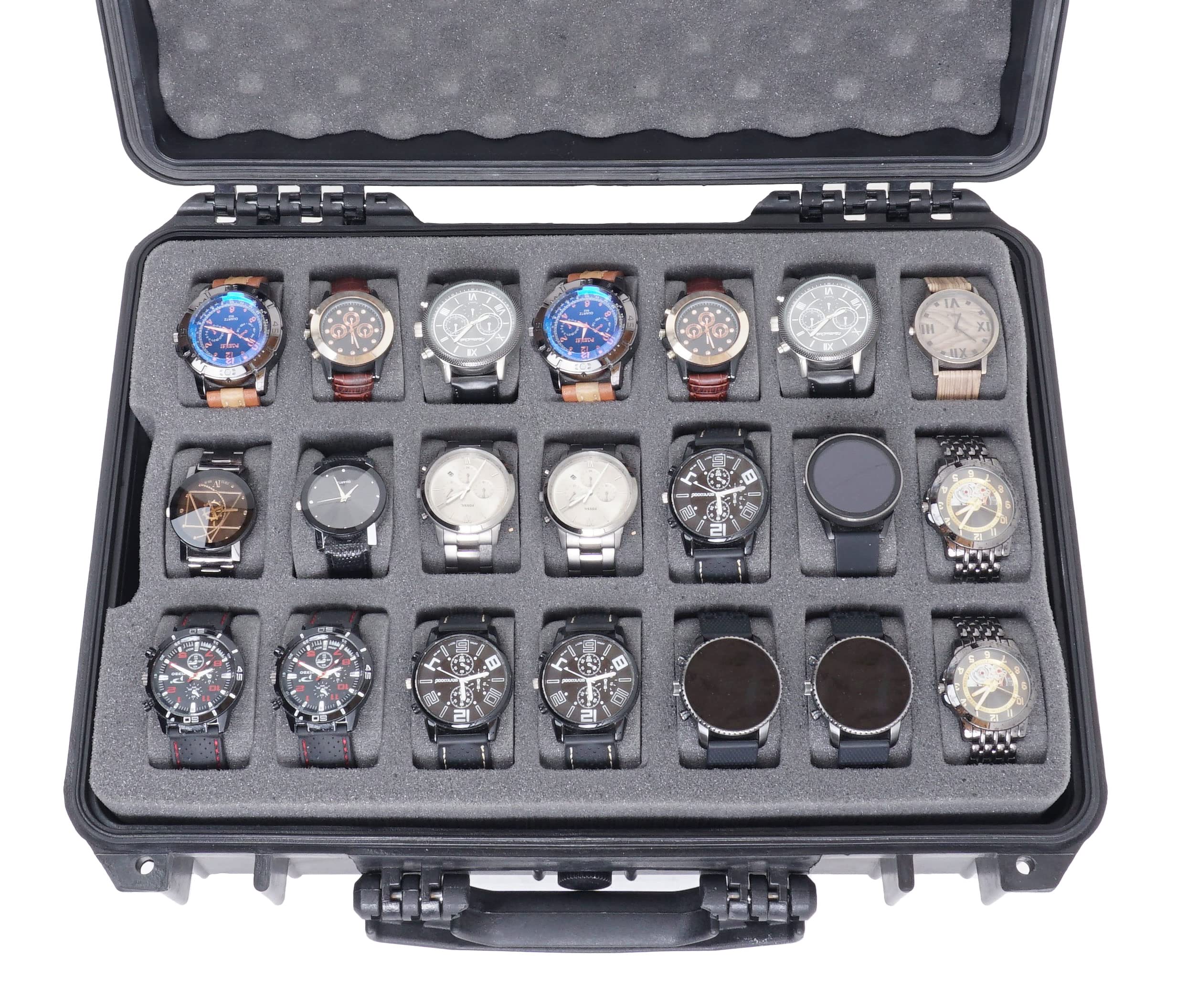 Case Club 42 Watch Carry Case - Organize & Protect Your Watch Collection in a Heavy Duty, Waterproof, Hard Shell, Padlockable, Travel & Storage Case - For Men's & Women's Watches of Various Sizes