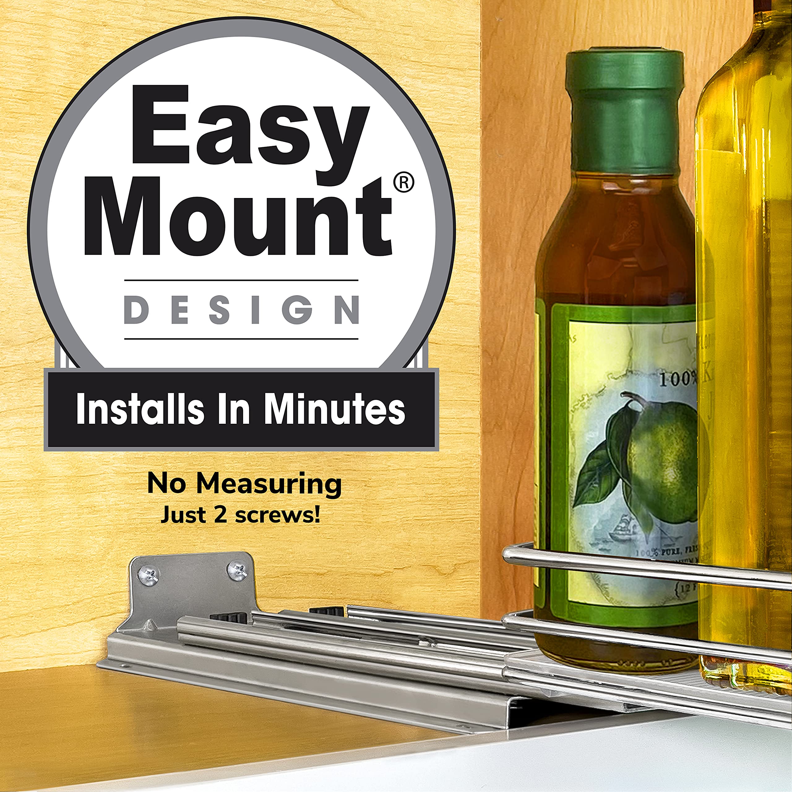 LYNK PROFESSIONAL® Pull Out Spice Rack Organizer for Inside Kitchen Cabinets - 6-3/8 inch Wide - Slide Out Drawer – Chrome Sliding Spice Cabinet Organization Shelf Racks - 1 Tier