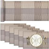 Aofmee Table Runner and Placemats Set of 7 PVC Heat Resistant Non Slip
