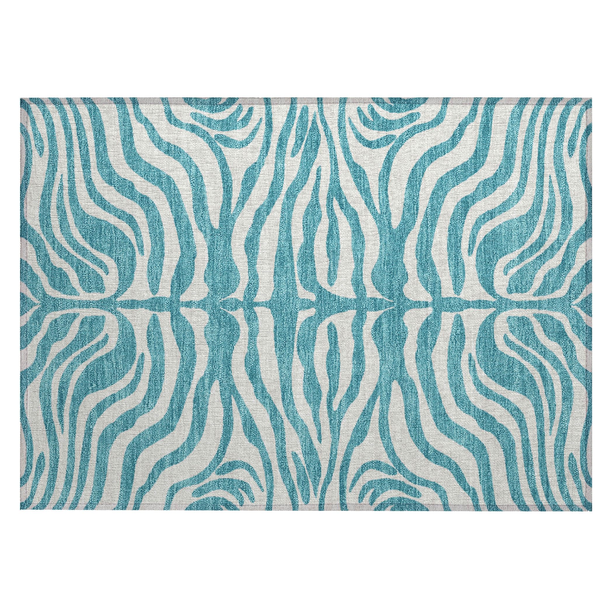 Addison Rugs Chantille ACN1042 Teal 1’8″ x 2’6″ Indoor Outdoor Area Rug, Easy Clean, Machine Washable, Non Shedding, Bedroom, Entry, Living Room, Dining Room, Kitchen, Patio Rug