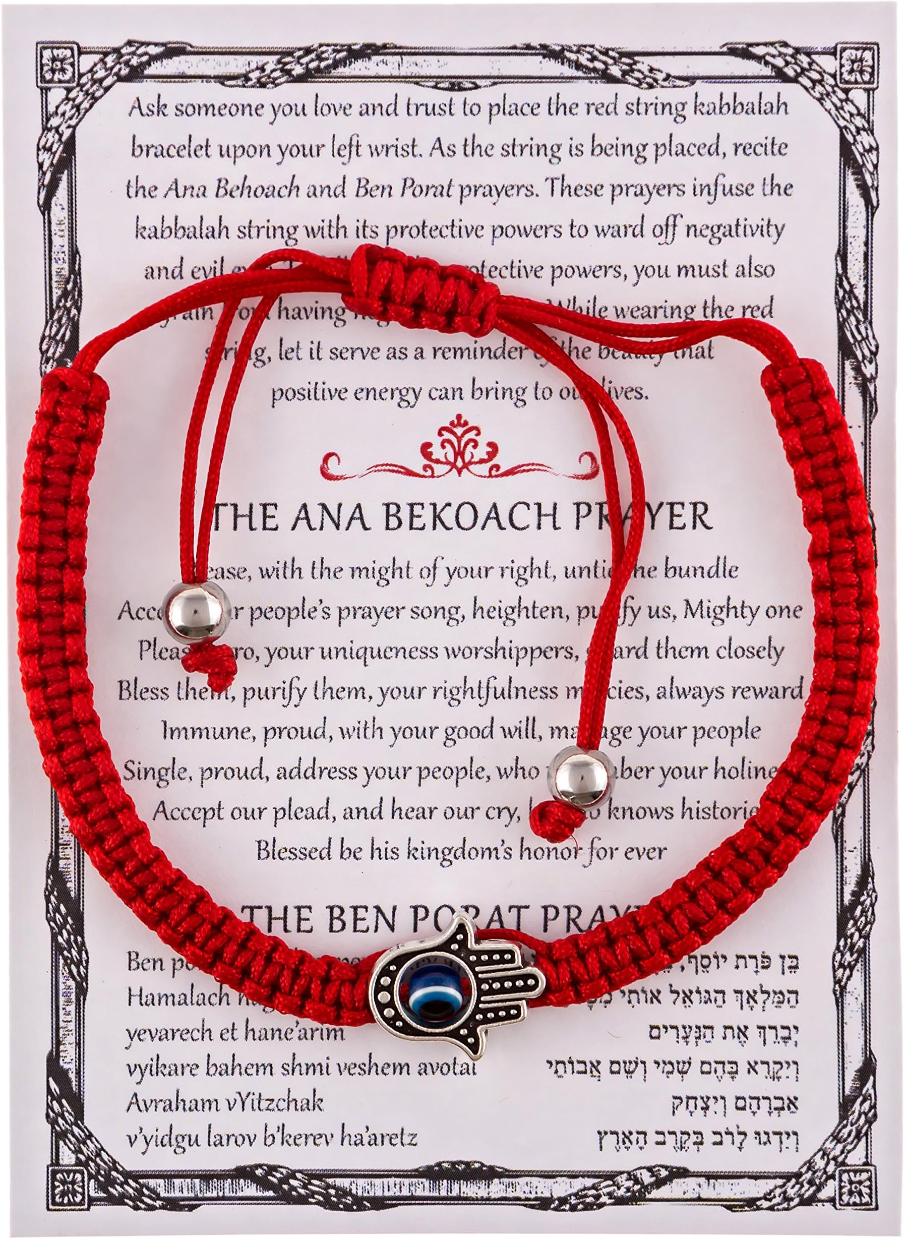 Gifts From Jerusalem Red String Kabbalah Bracelet w/Hamsa and Eye