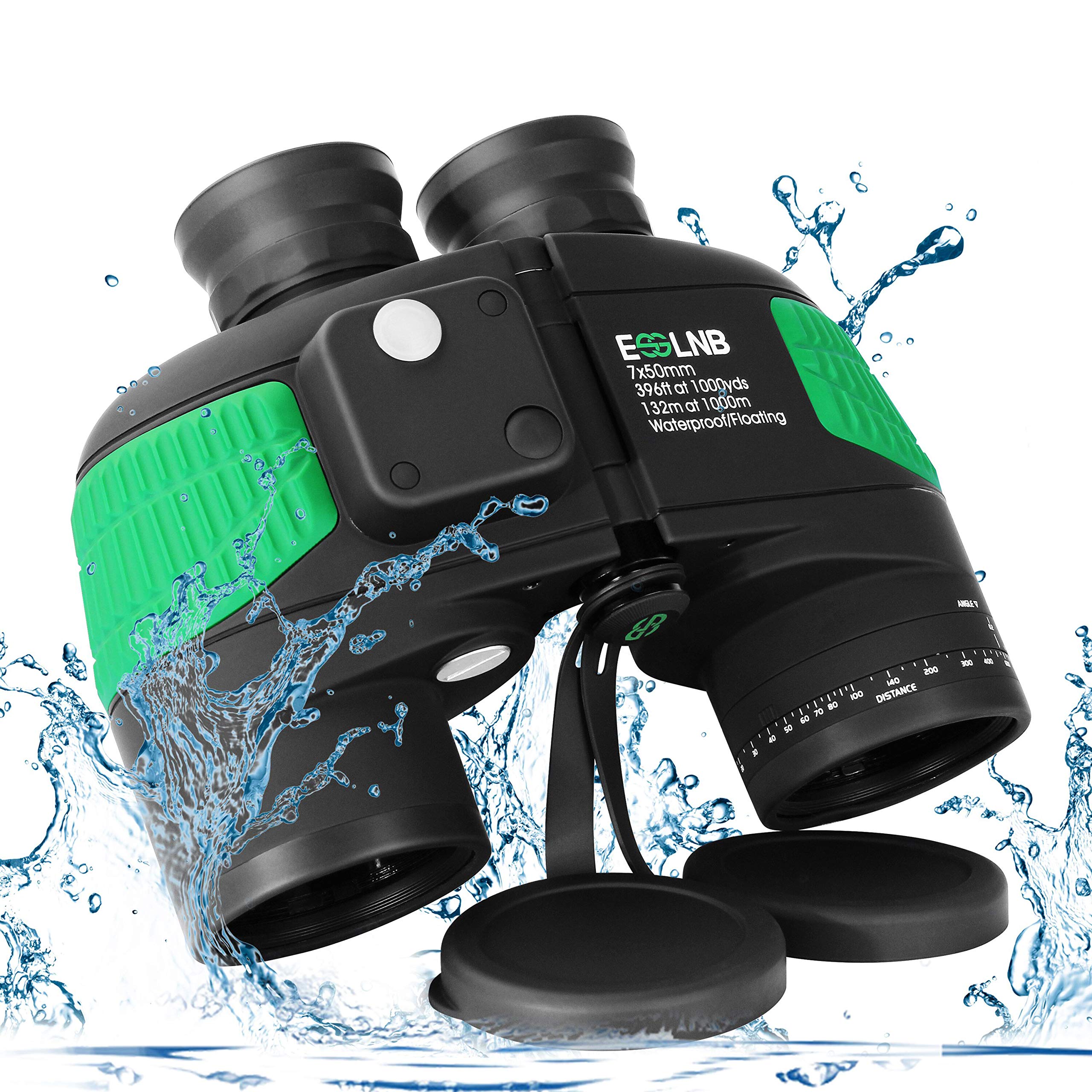 ESSLNB Marine Binoculars 7X50 Compass Binoculars BAK4 Prism with Night Vision Rangefinder Compass Strap and Bag 100% IPX7 Waterproof For Hunting Boating