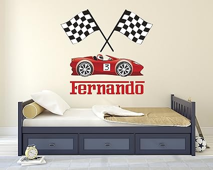 Custom Racing Name Wall Decal Racing Name Wall Decal Flags