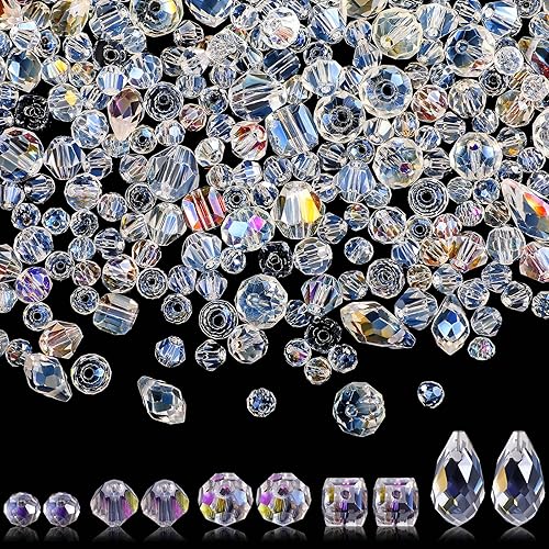 Kigeli 1280 Pcs Glass Beads Bulk Assorted Crystal Beads for